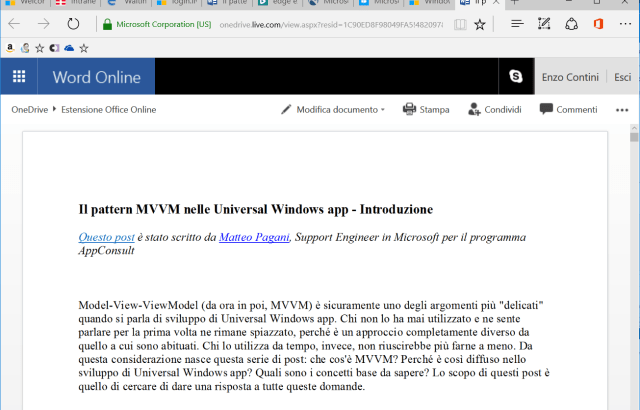 The selected local Word file is opened within the Edge browser