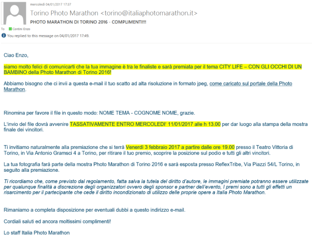 Foto premiata per il tema CITY LIFE – CON GLI OCCHI DI UN BAMBINO della Photo Marathon di Torino 2016!