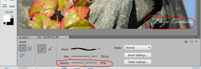 Change the brush opacity