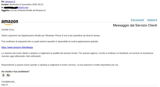Amazon client service answer