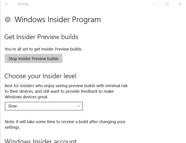 Settings -> Windows Insider Program