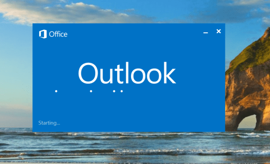 Outlook remains stuck with the starting blu rectangle