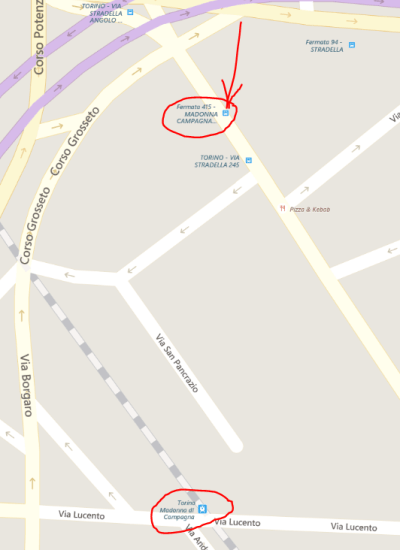 Torino Madonna di Campagna - Fermata 415 per gli orari per cui c'è 8il bus e non il treno