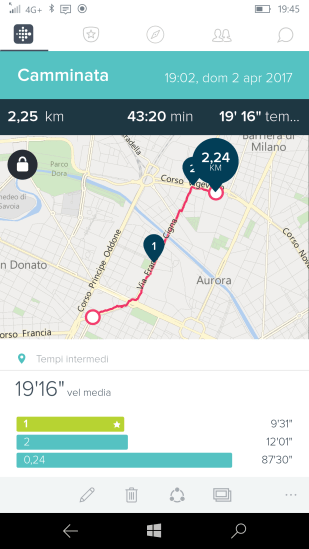 Dati relativi ad un percorso di camminata (1)