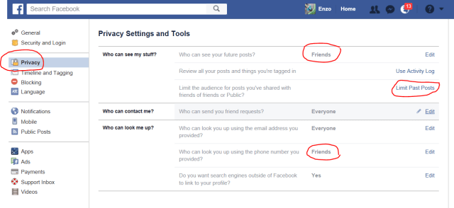 How to change your own privacy settings (3): limits past posts