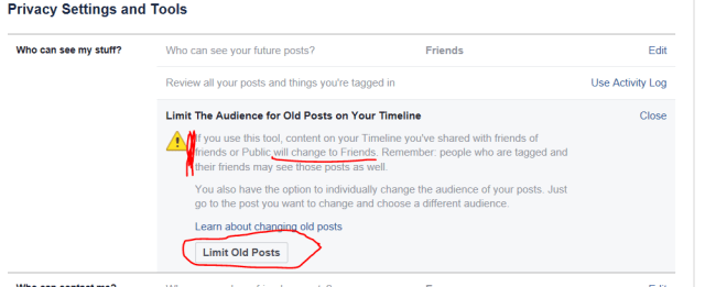 How to change your own privacy settings (4): limits past posts