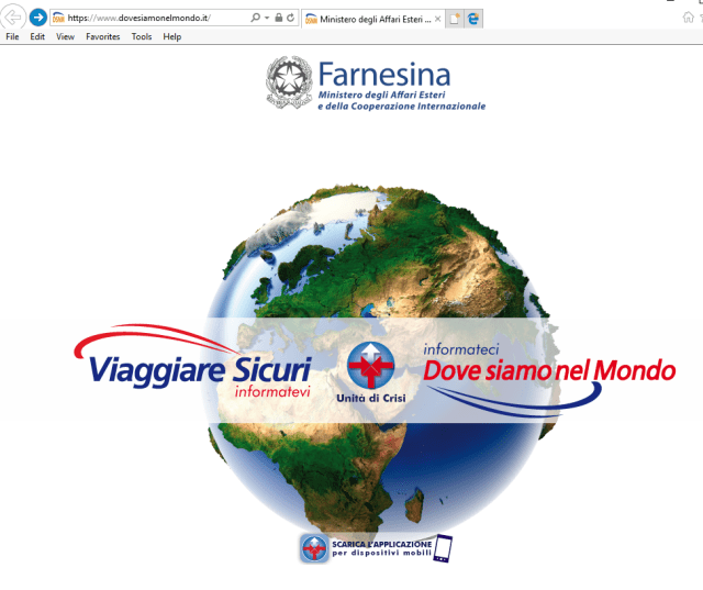 Sito del Ministero degli Affari Esteri all'indirizzo www.dovesiamonelmondo.it
