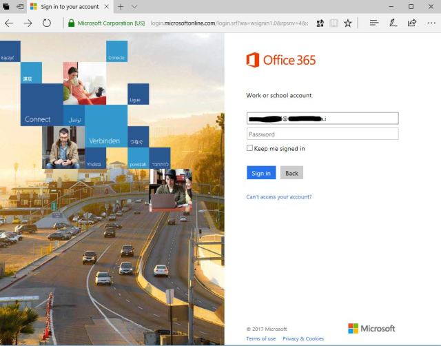 Type your company email as username