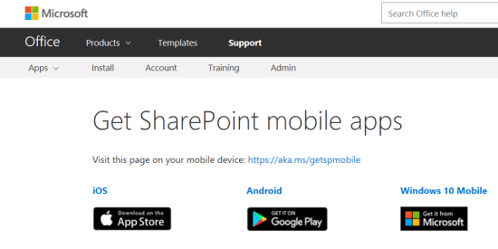 SharePoint mobile apps download