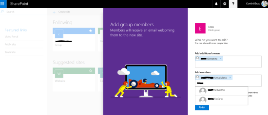 Definition of the owners and members of the group site