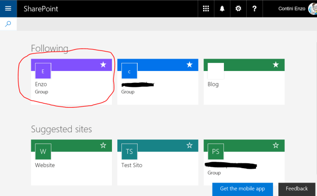 The new site is available also from the SharePoint homepage among the followed 
