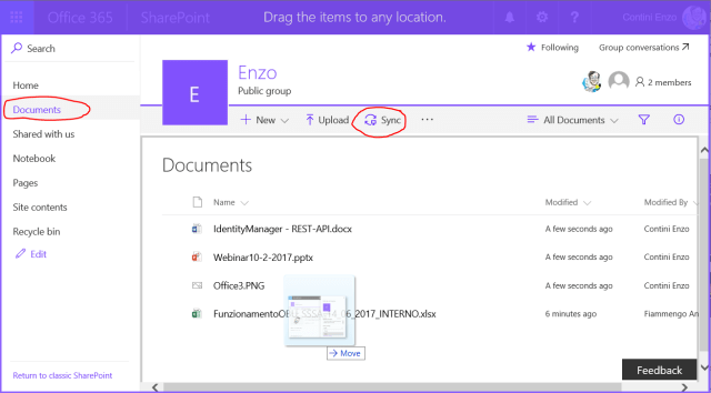 Drag &amp; drop files in the Documents section of the site and possibly synchronize with a directory on your PC