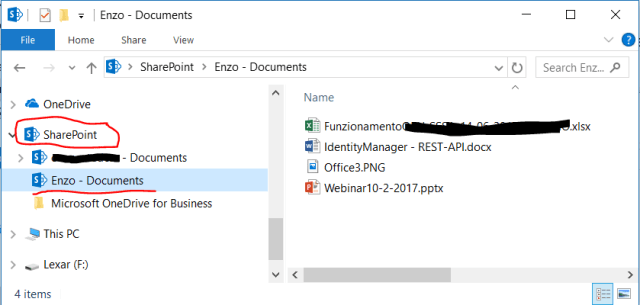 A directory with the NameOfSite - Documents is created in the SharePoint folder