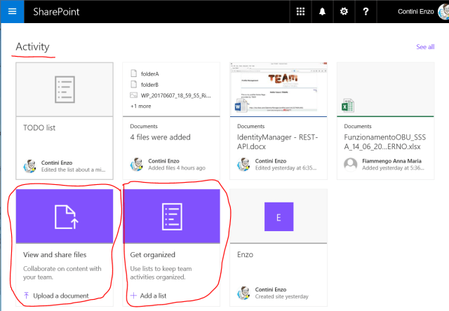 See last activities, view and share files, get organized with lists