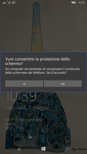 A popup on the USB connected smartphone will ask the consent to project its screen