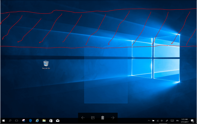 Screen area where the finger touch is no more felt