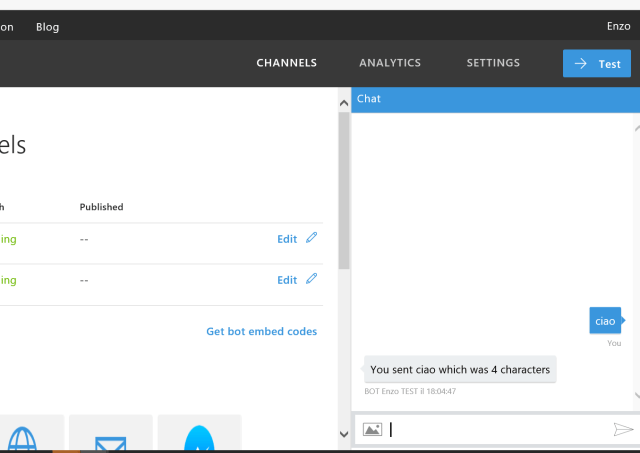 You can test the new bot directly from the Bot Framework portal