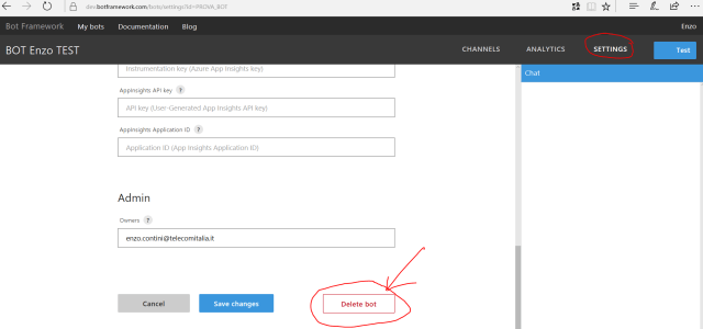Delete the sample bot also from the dev.botframework.com portal