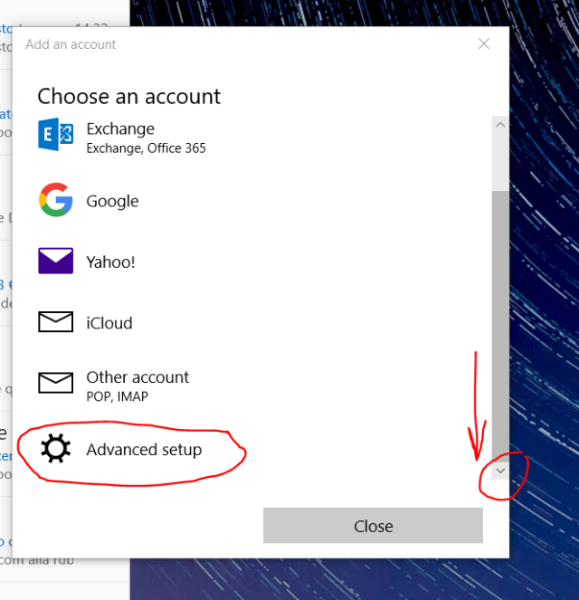 Useless trying to recreate the account also with the Advanced setup