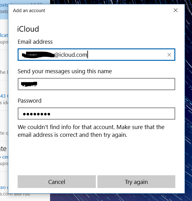 The client couldn't find the new created account