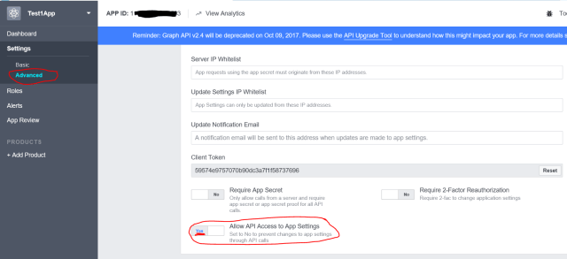 set the "Allow API Access to App Settings" to Yes.