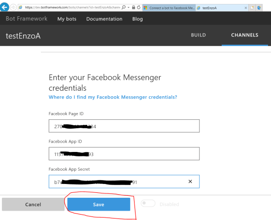Configure the Facebook Messenger channel for the bot (2)