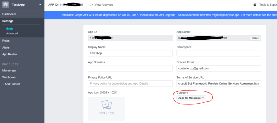 Set of the more appropriate category (i.e. App for Messenger) for the Facebook App