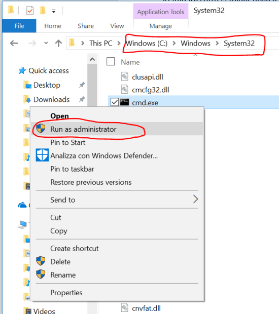 Run the command prompt as an administrato