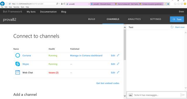 Management of the bot using the Bot Framework portal