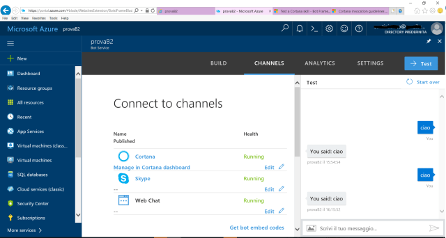 Azure Bot Service console where you can test your bot, edit or download it possibly enabling continuous deployment with a source control provider (e.g. Visual Studio Team Services or GitHub)