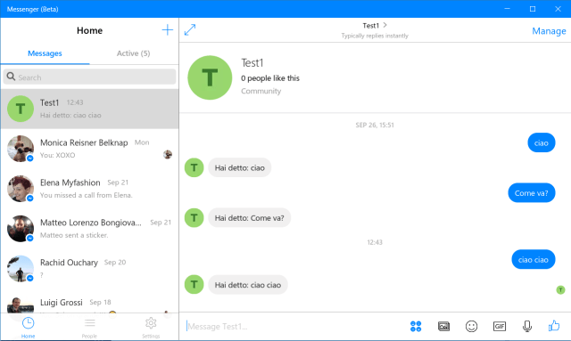 Messenger app on Windows 10