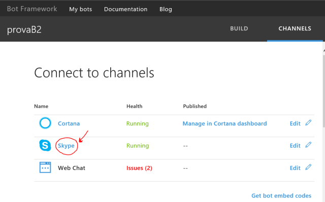 To connect the bot as a contact to your Skype, click that Skype link 