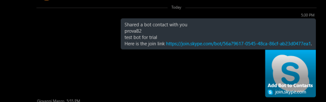 Share the Bot with some other contacts of you (3): this is what it is sent to the selected contact that have to click to that provided icon link to add the bot in his contacts too