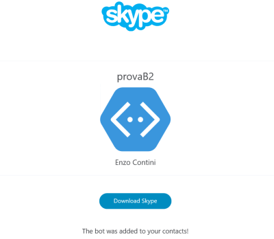The test bot is then added in my contacts