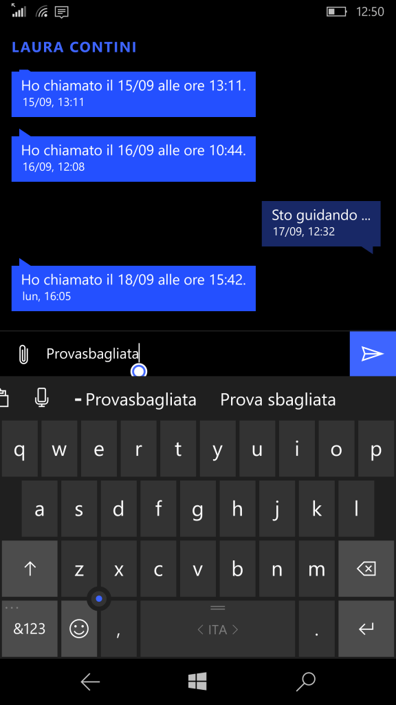 From Messaging is available, in the suggestion bar, the option to delete a custom word from the dictionary (- Parolasbagliasta)