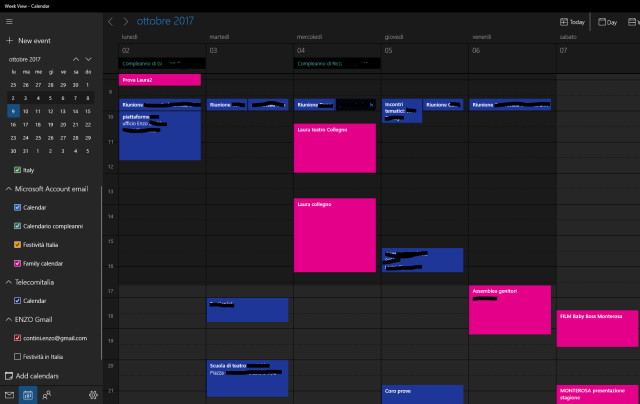 Calendar (Mail) UWP app - full screen on a PC/Tablet 