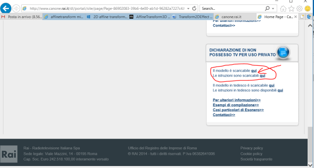 Sezione di accesso alla Dichiarazione (nella homepage del VECCHIO portale)