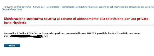 Wizard per l'inoltro dei dati della dichiarazione (passo 6)