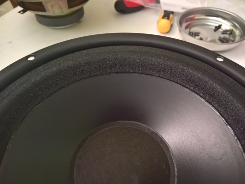 The new foam properly attached to the woofer